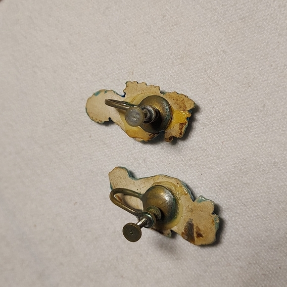 Sea horse screw on earrings Vintage retro MCM porcelain - Picture 5 of 7